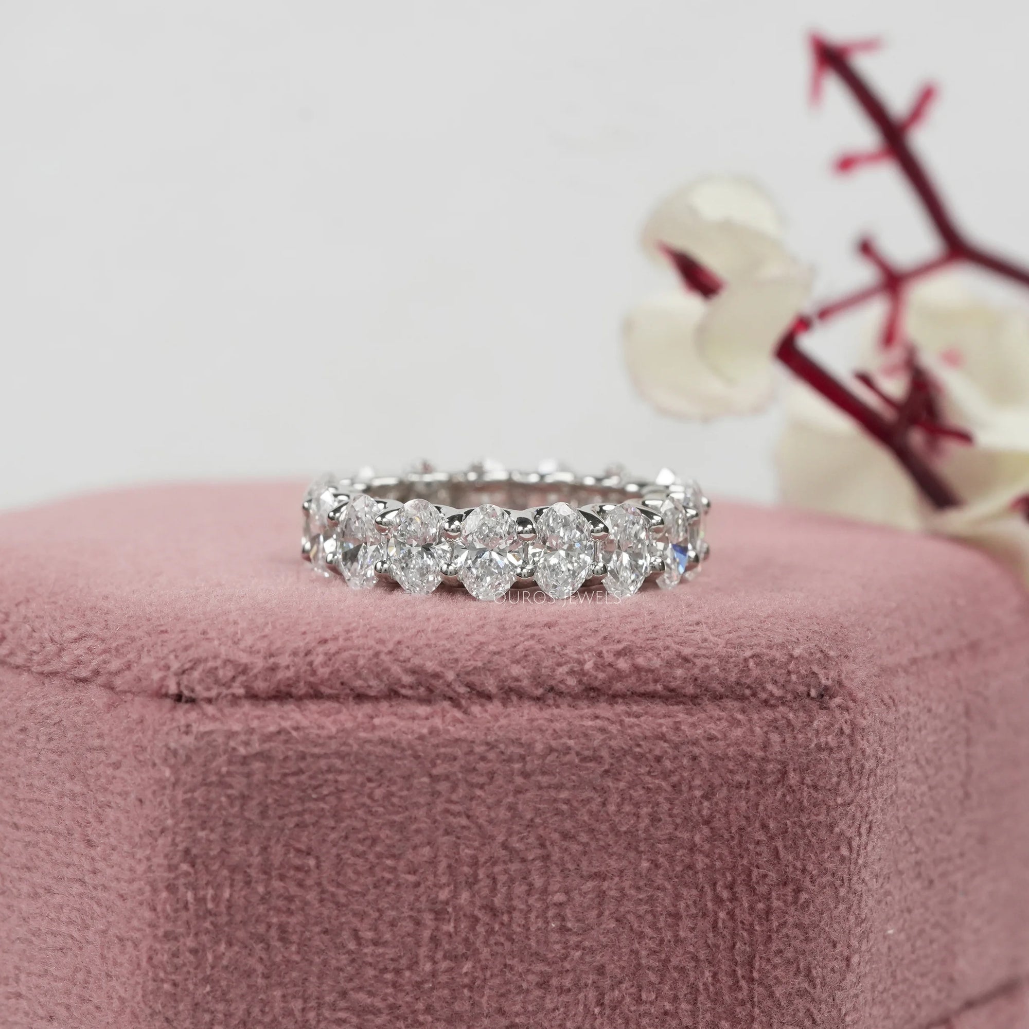 Oval Diamond Eternity Band, Platinum Wedding Band Rings
