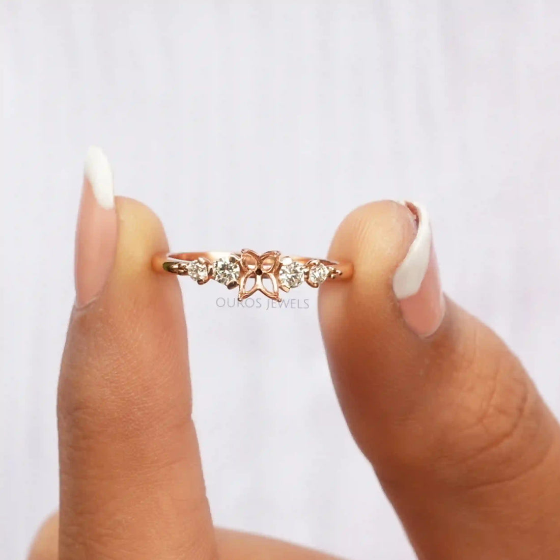 Oval Semi Mount Prong Setting Engagement Ring