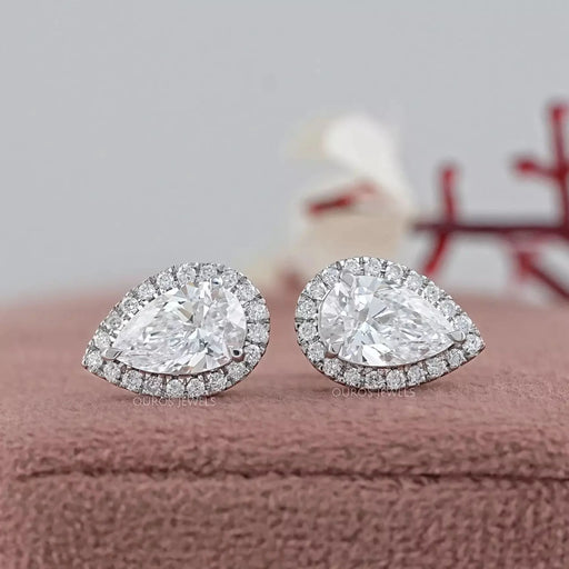 Pear Lab Grown Diamond Halo Stud Earrings Earring