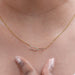 Open Rectangle Round Lab Diamond Interlinked Pendant Necklaces