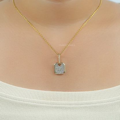 Octagon Shape Lab Diamond Pave Set Pendant