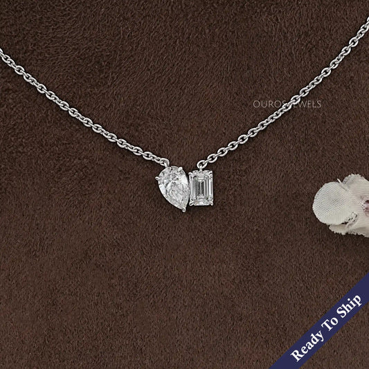 Pear And Emerald Lab Diamond Toi Moi Pendant Necklaces