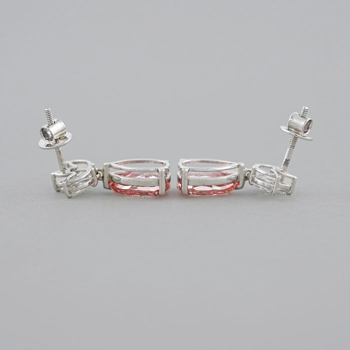 Fancy Pink Pear And Marquise Diamond Drop Earrings Earrings