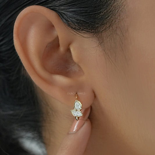 Pear And Marquise Lab Diamond Hoop Earrings Earrings
