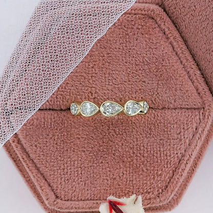East West Bezel Pear Diamond Band Ring