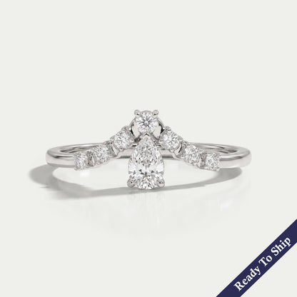 Pear Diamond Curved Wedding Band