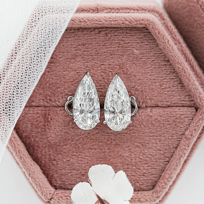 Pear Diamond Clip On Back Stud Earrings