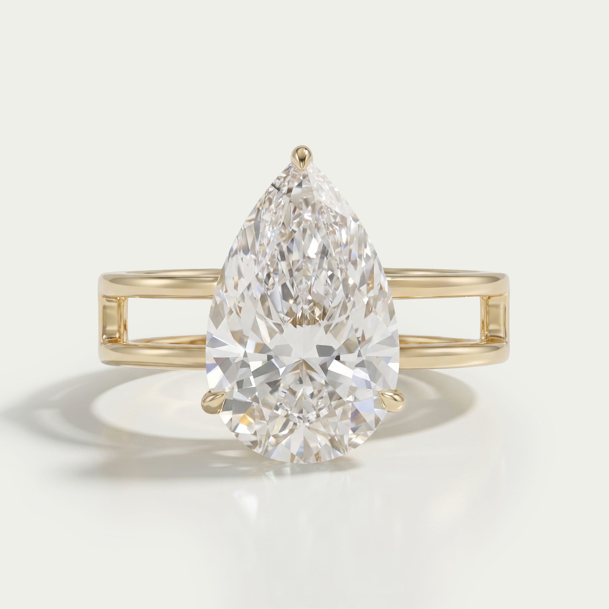 Pear Cut Double Band Engagement Ring