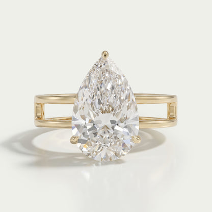 Pear Cut Double Band Engagement Ring