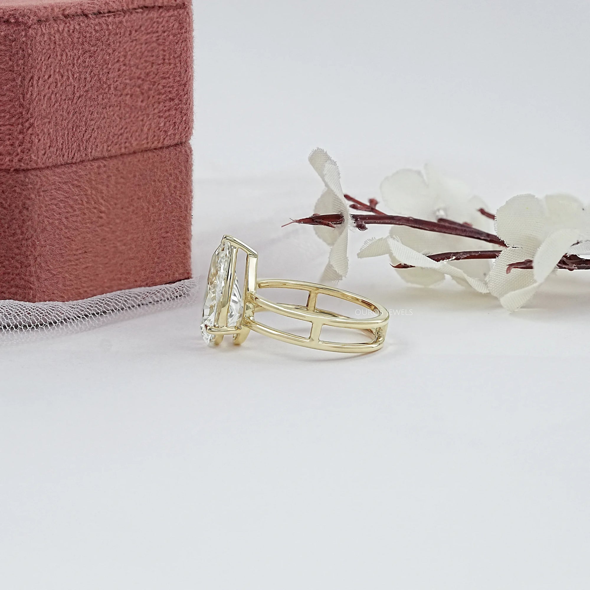 Pear Cut Double Band Engagement Ring