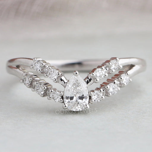 Pear Diamond Double Curved Band Rings