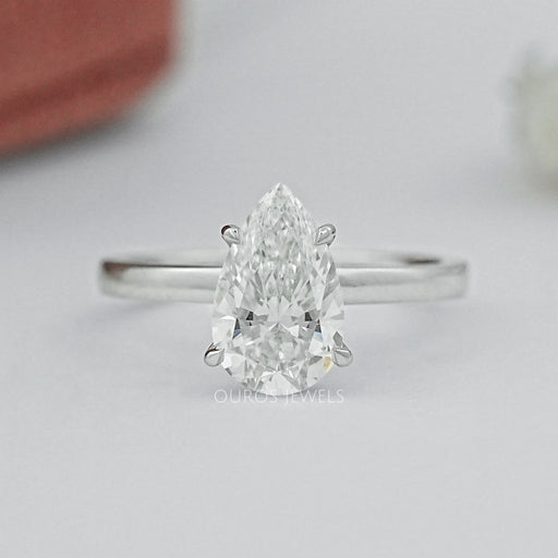 Pear Cut Diamond Solitaire Engagement Ring Rings