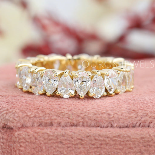 Pear Cut Lab Diamond Full Eternity Wedding Band Rings