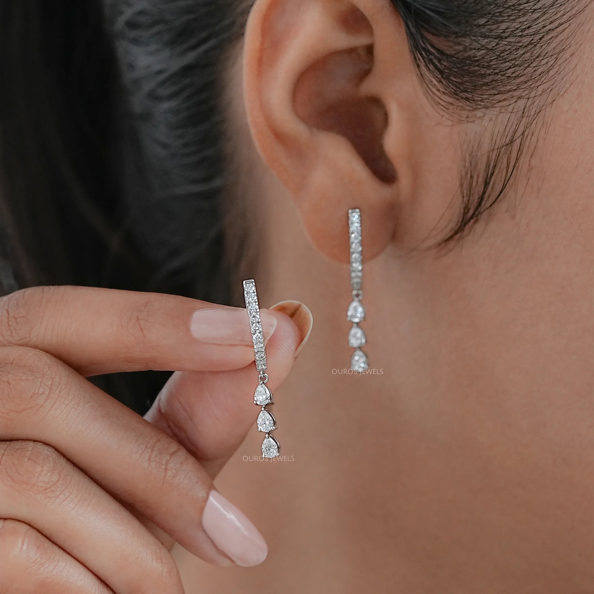 Pear Cut Lab Diamond Drop And Dangle Earrings Earring