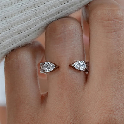 Pear Lab Diamond Open Cuff Wedding Band Rings