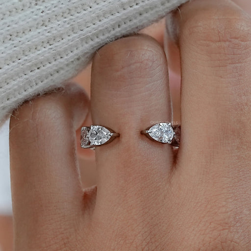 Pear Lab Diamond Open Cuff Wedding Band Rings