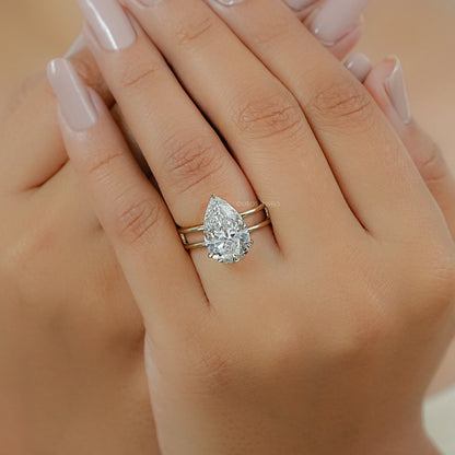 Pear Cut Double Band Engagement Ring