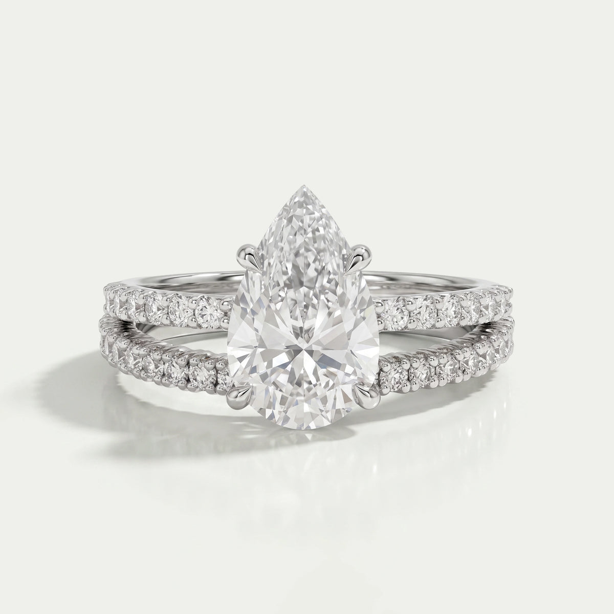 Pear Cut Solitaire Accent Bridal Ring Set