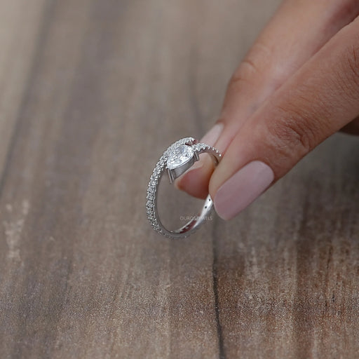 Pear Cut Lab Diamond Spiral Anniversary Ring Rings