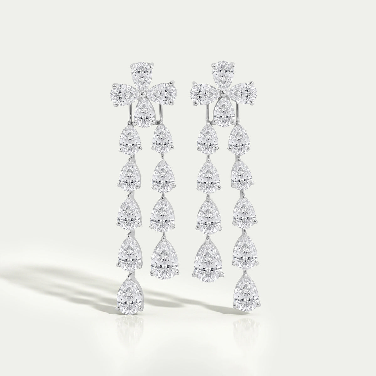 Pear Shape Diamond Dangle Earrings in 18K White Gold Earrings