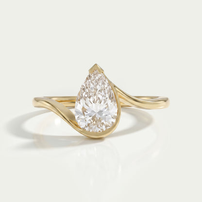 Pear Diamond Half Bezel Set ByPass Ring Rings