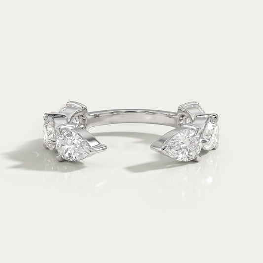 Pear Lab Diamond Open Cuff Wedding Band Rings