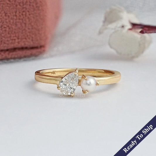 Pear And Pearl Gemstone Toi Moi Engagement Ring Ring