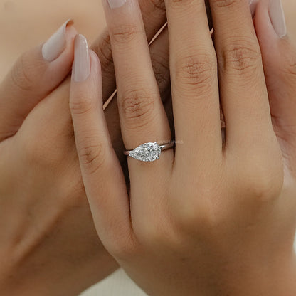 East West Pear Diamond Solitaire Engagement Ring