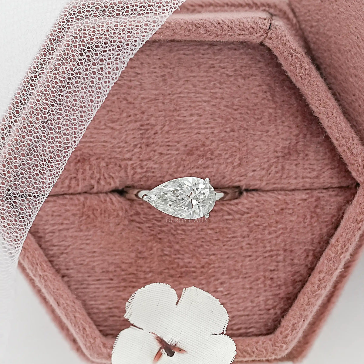 East West Pear Diamond Solitaire Engagement Ring Rings