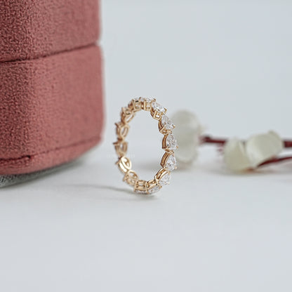 East West Pear Cut Lab Diamond Full Eternity Band Ring