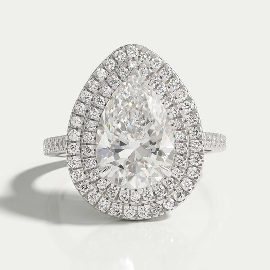 Pear Diamond Double Halo Engagement Ring