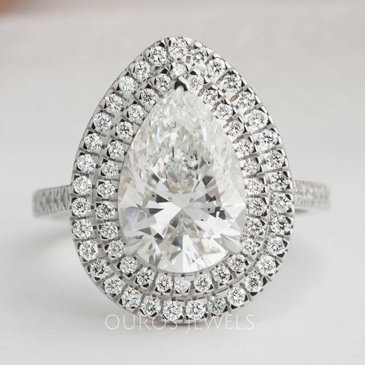 Pear Diamond Double Halo Engagement Ring