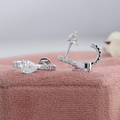 Pear Lab Grown Diamond C Hoop Earring Earrings