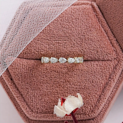 East West Pear Cut Lab Diamond Full Eternity Band Ring