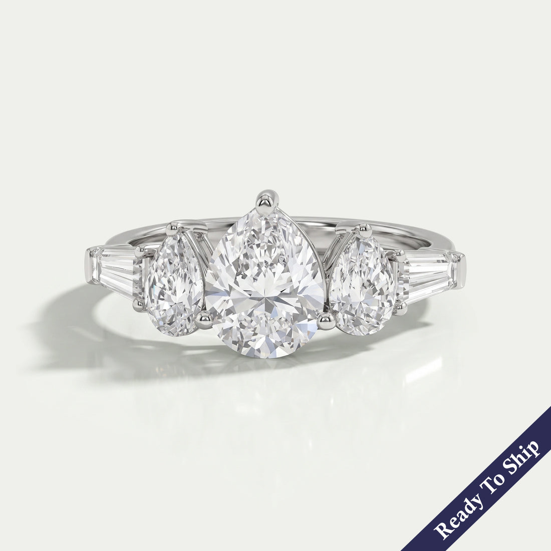 Pear Lab Diamond Five Stone Engagement Ring