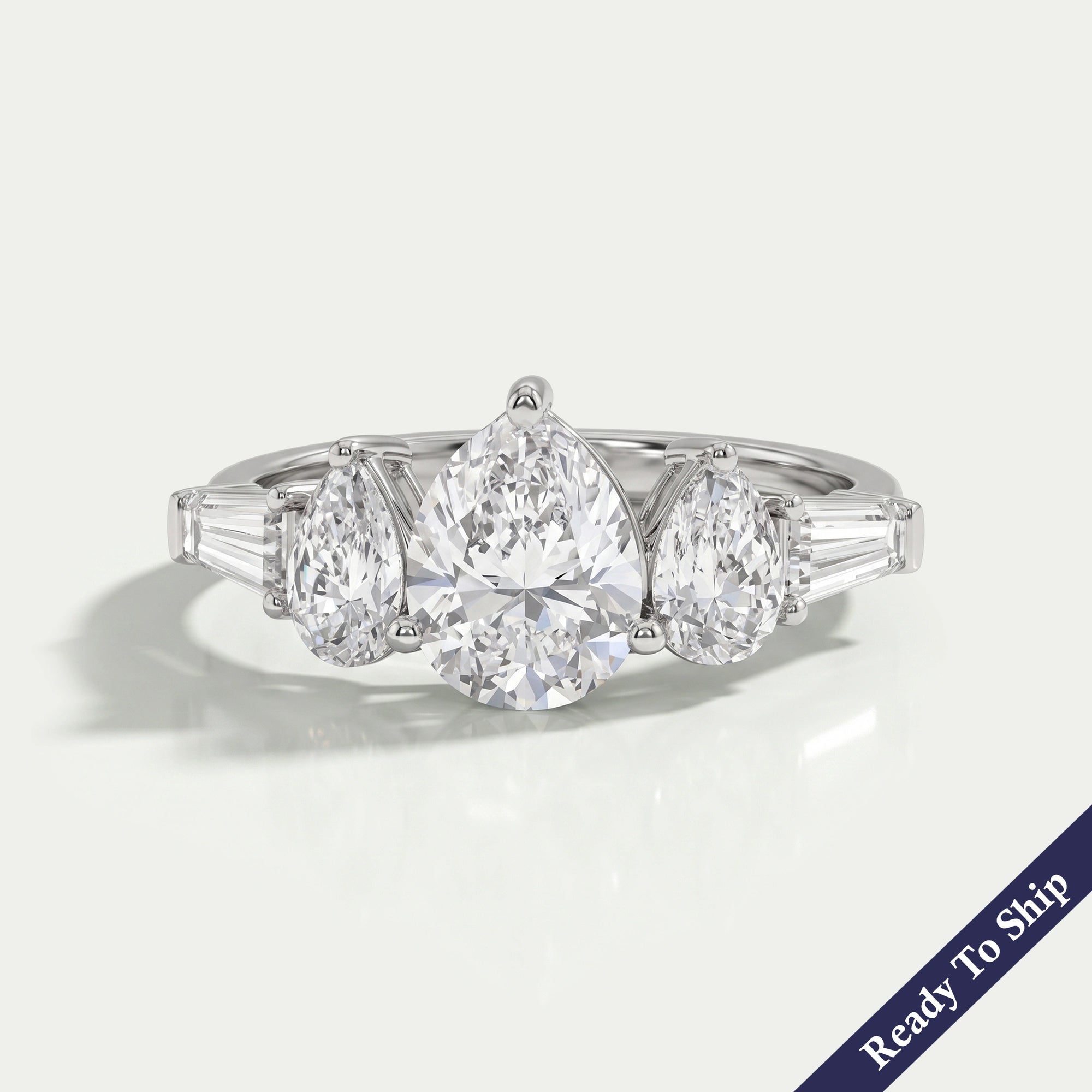 Pear Lab Diamond Five Stone Engagement Ring