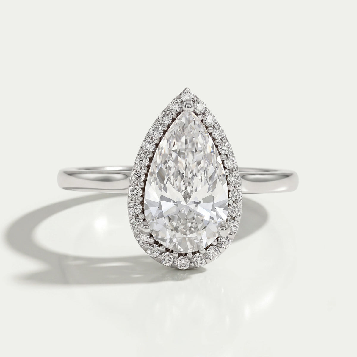 Pear Lab Diamond Halo Solitaire Engagement Ring Rings