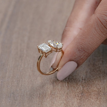 Toi Et Moi Emerald Diamond Engagement Ring Ring