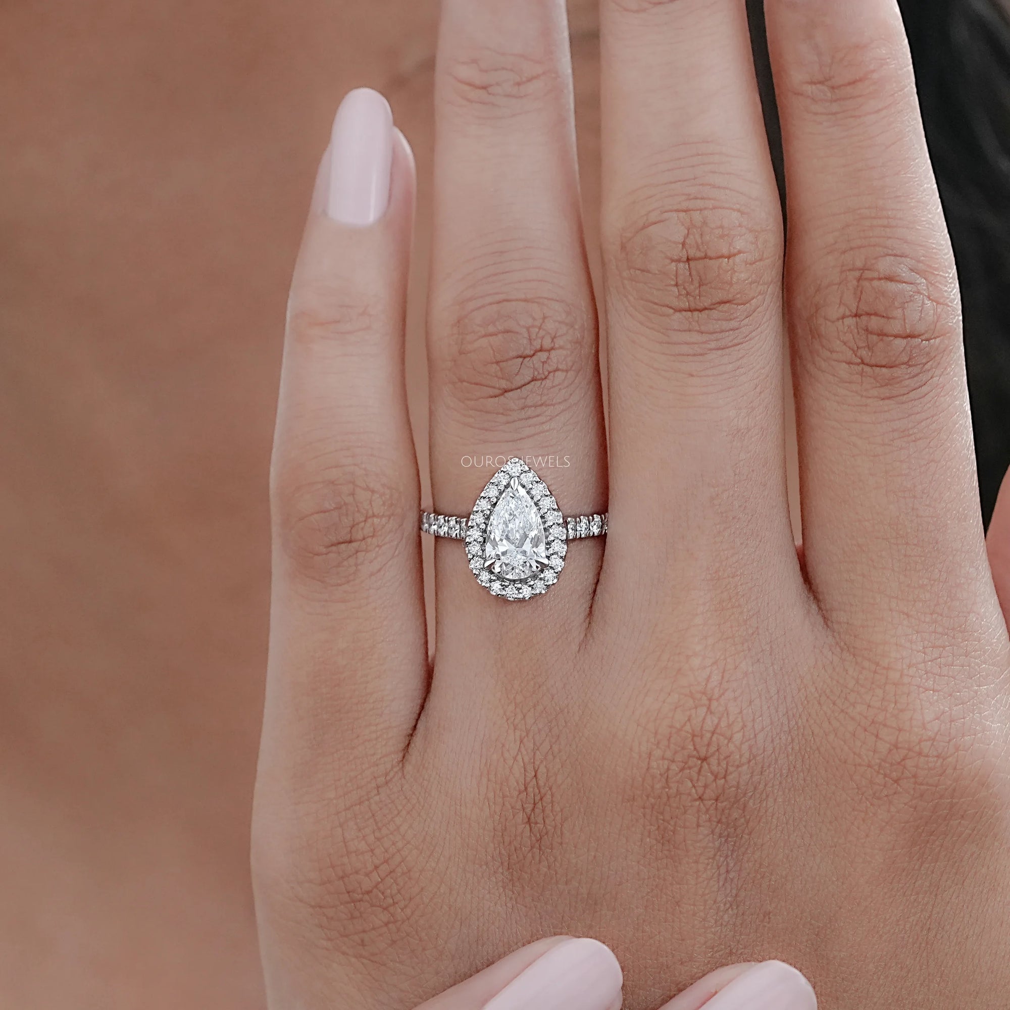Pear Lab Diamond Halo Eternity Wedding Ring Ring