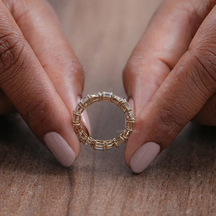 East West Pear And Emerald Diamond Eternity Wedding Band