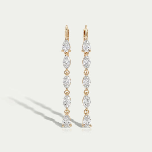 Pear And Marquise Cut Lab Diamond Dangle Earrings