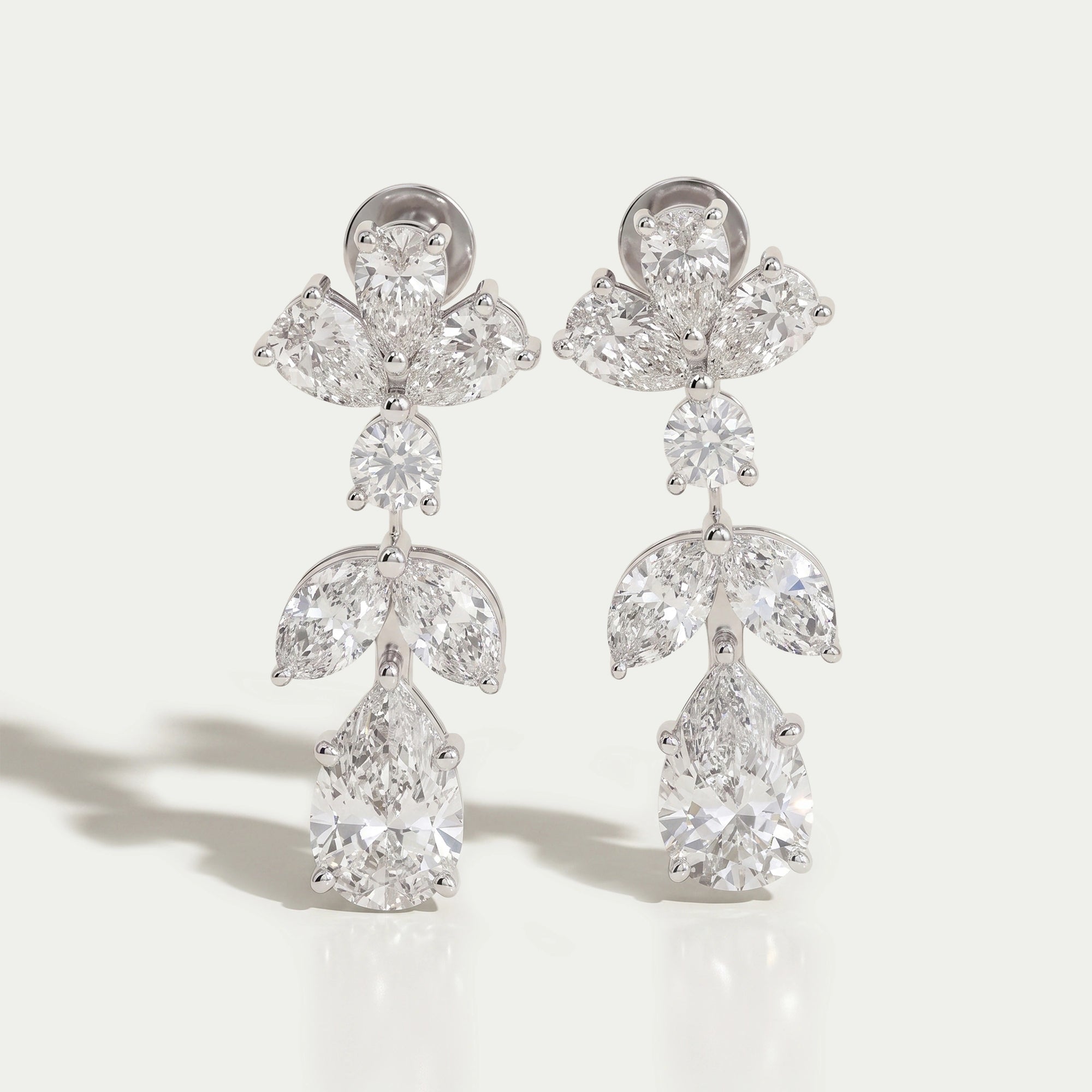 Pear And Marquise Cut Lab Grown Diamond Drop Earrings