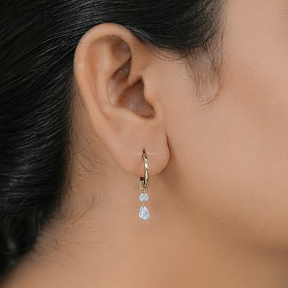 Pear And Round Cut Charm Dangle Hoop Earrings Earring