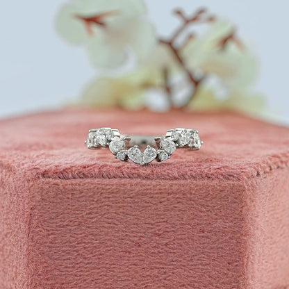 Pear And Round Lab Diamond Cluster Curved Ring Ring