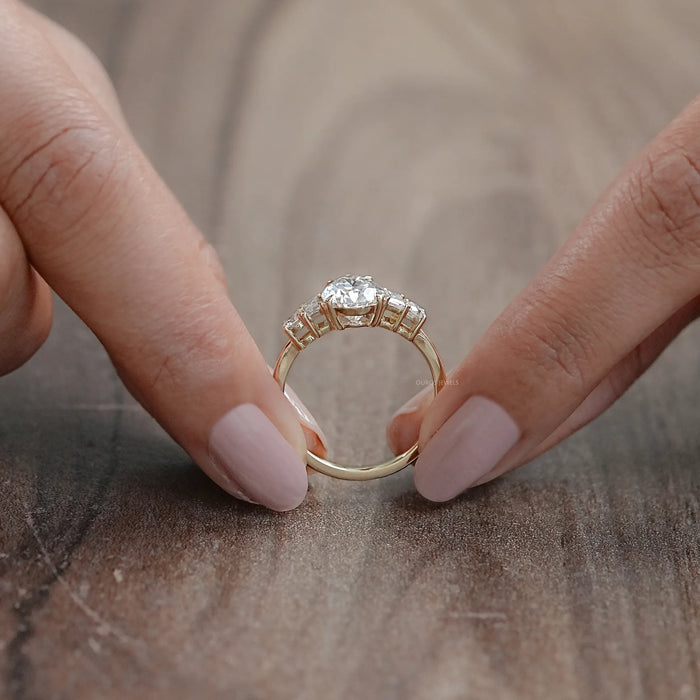 Pear And Baguette Diamond Five Stone Engagement Ring Rings