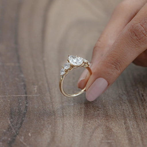 Pear And Round Diamond Five Stone Engagement Ring Rings