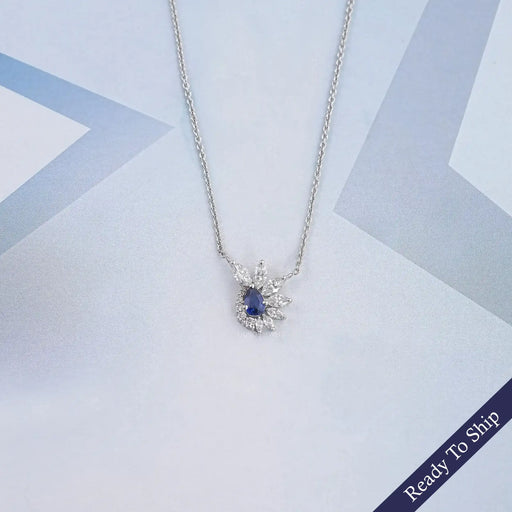 Sapphire Pear And Marquise Floral Cluster Pendant