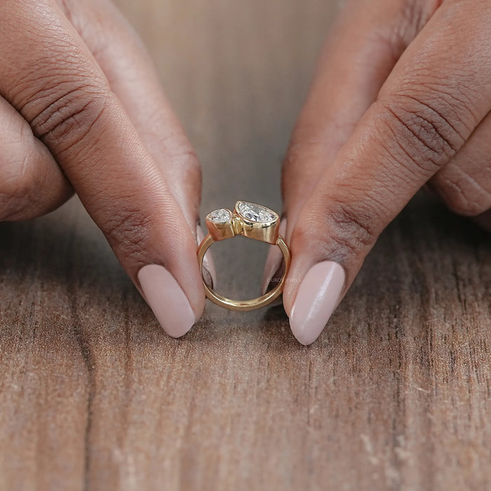 Two Stone Pear Shaped Engagement Ring Ring