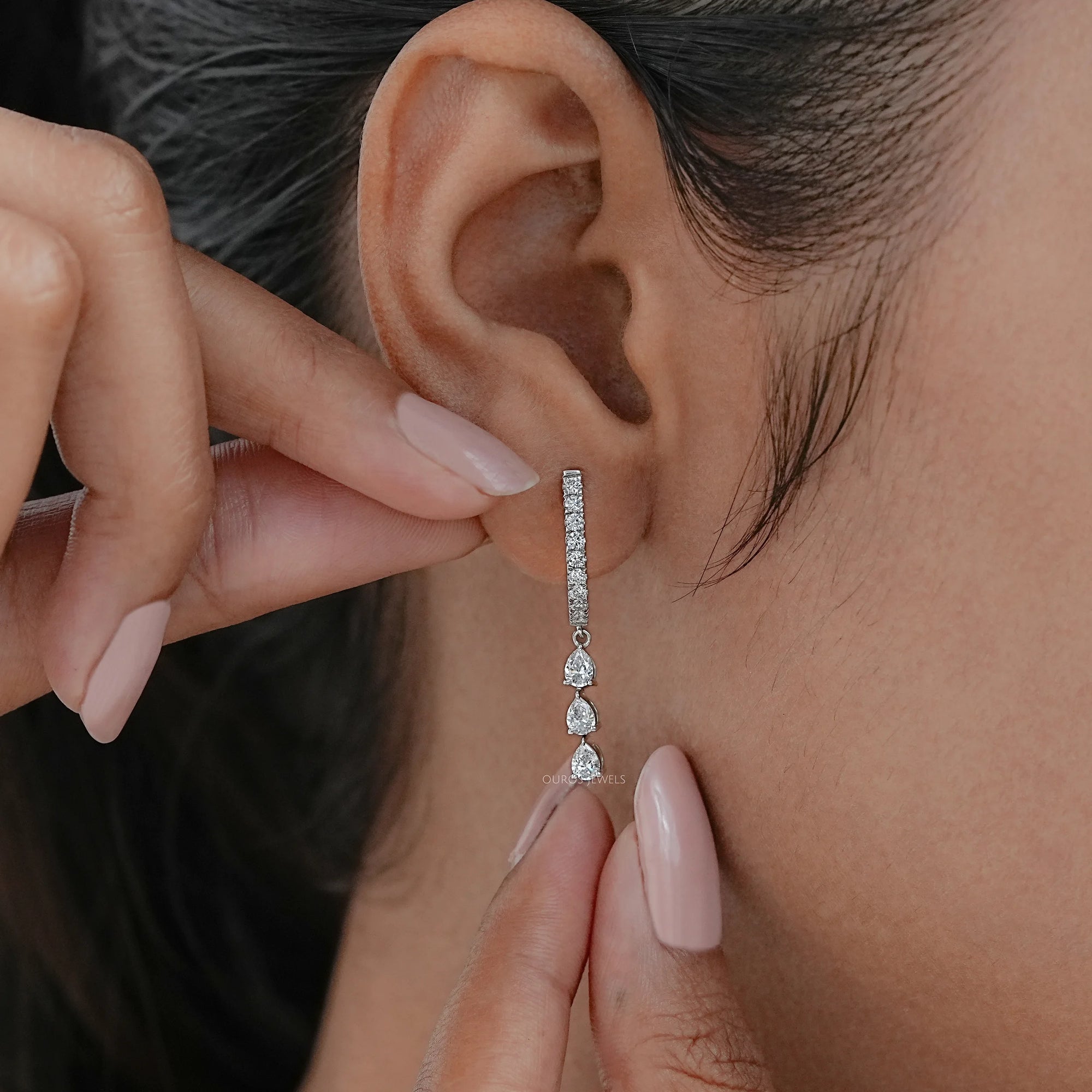 Pear Cut Lab Diamond Drop And Dangle Earrings Earring
