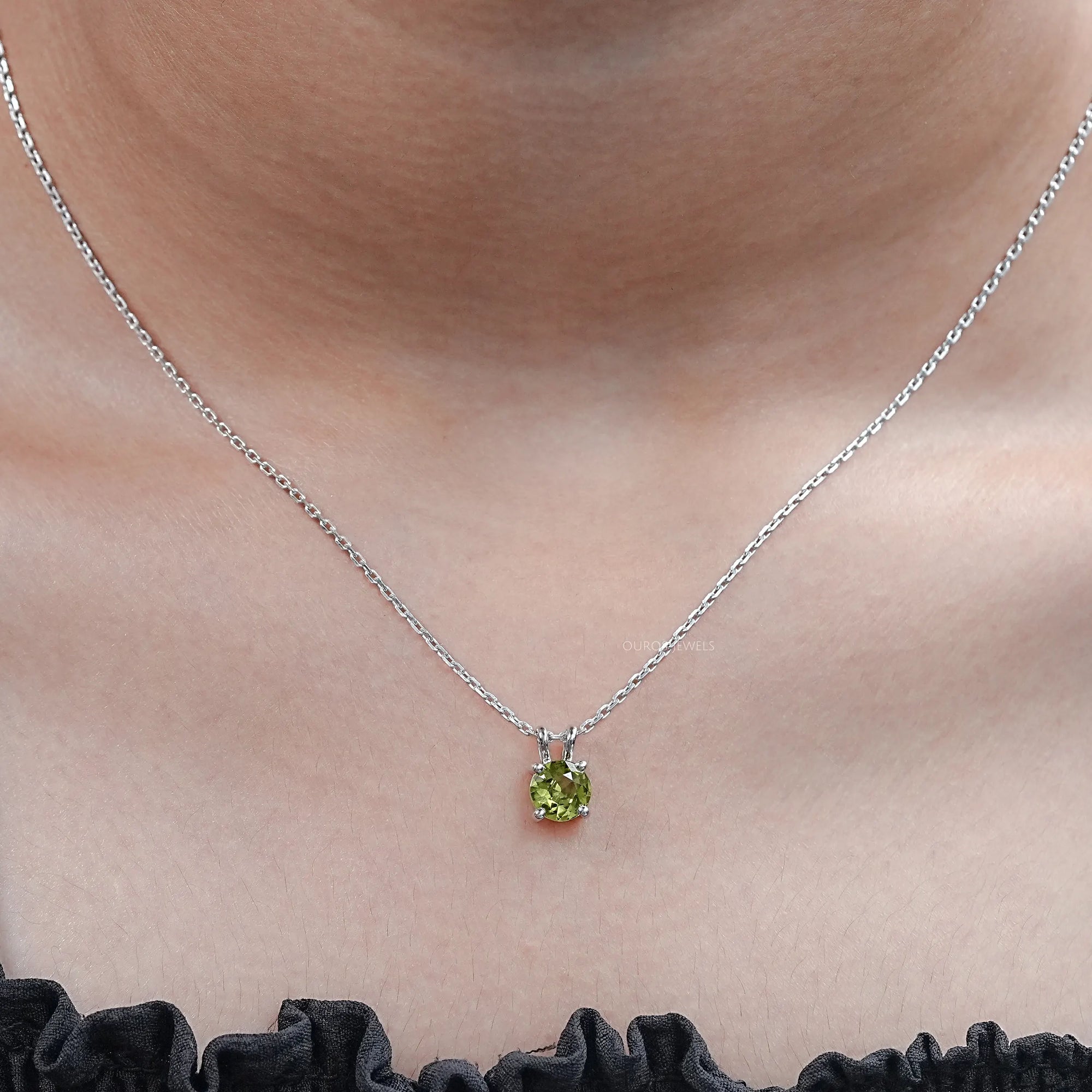 Round Cut Solitaire Gemstone Pendant